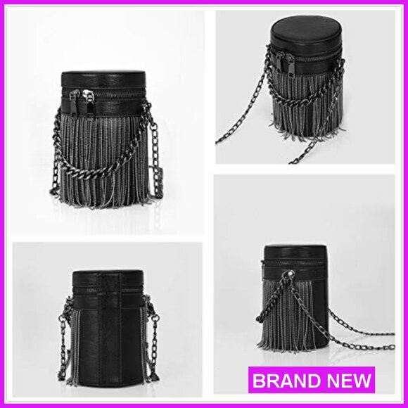 Y2K Punk Tassel Tote Gothic Fringe Shoulder Bag Funky Rock Crossbody Handbag - Picture 4 of 7